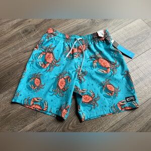 Crab Print Kids Swim Trunks - Blue NWT